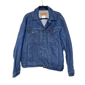 Wrangler‎ Authentic Western Denim Jacket Men Blue Jean Classic Fit Size L